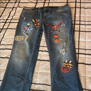 RSQ Jeans  33x30 jeans Embroidered Character Patch Jeans